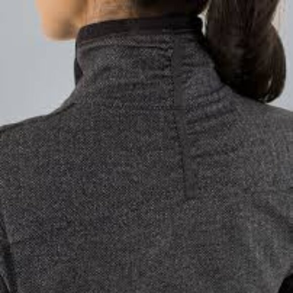 Lululemon Base Runner 1/2 Zip Heathered Herringbone Heathered Black Blac… - Picture 10 of 13